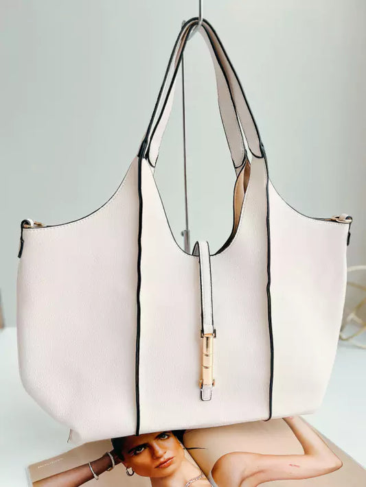 Sierra - Bolsa Feminina Satchel Fivela Dourada Off-white