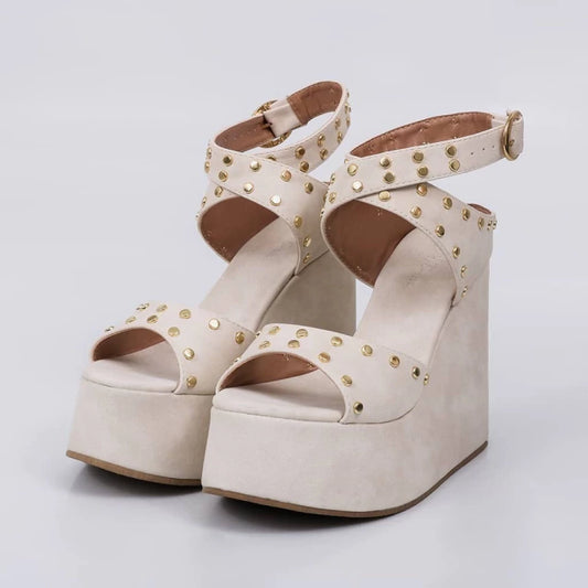 Nolita - Sandália Feminino com Fivela de Camurça Off-White