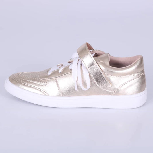 Mia - Tênis Feminino Cadarço Velcro Dourado