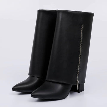 Vita - Bota Feminina Capa Bico Fino Zíper Preto