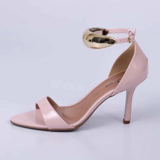 Francis - Sandália Feminina Verniz Salto Alto Bico Folha Rosa