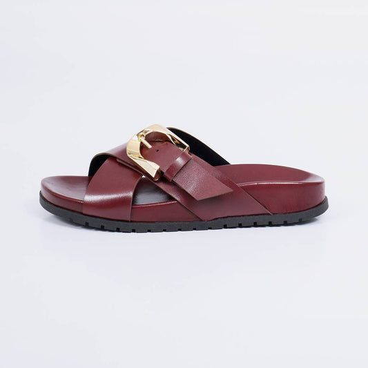 Elisa - Papete Feminina Anatômica Fivela Tira Cruzada Vermelho