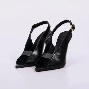 Valen – Sandália Feminina Slingback Salto Fino Bico Aberto Preto
