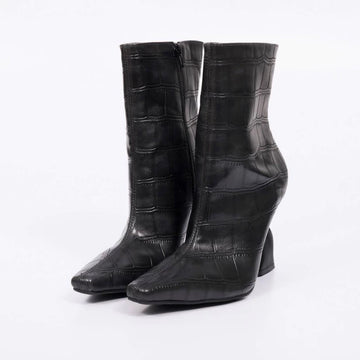 Juliana – Bota Feminina Texturizada Max Croco Salto Escultural Preto