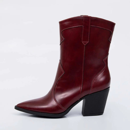 Piton - Bota Feminina Cano Médio Bico Fino Salto Bordo