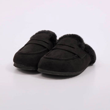 Noruega – Mule Feminino Plataforma Forrado Pelúcia Preto