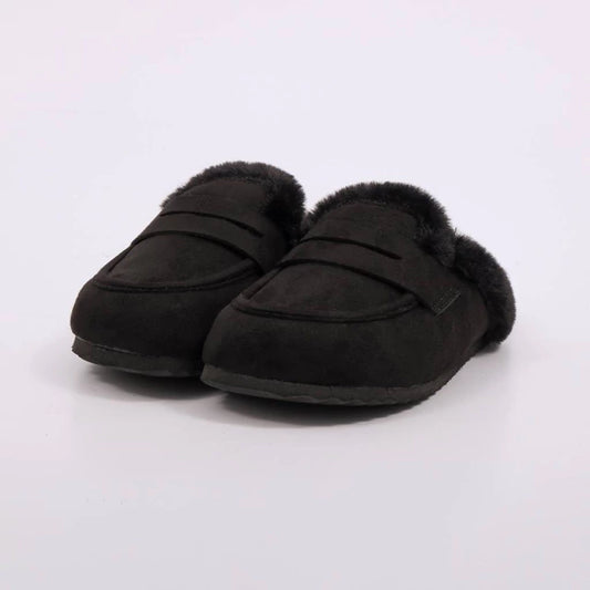 Noruega – Mule Feminino Plataforma Forrado Pelúcia Preto