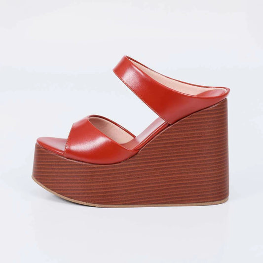 Vancouver - Tamanco Feminino Anabela Vermelho Terroso