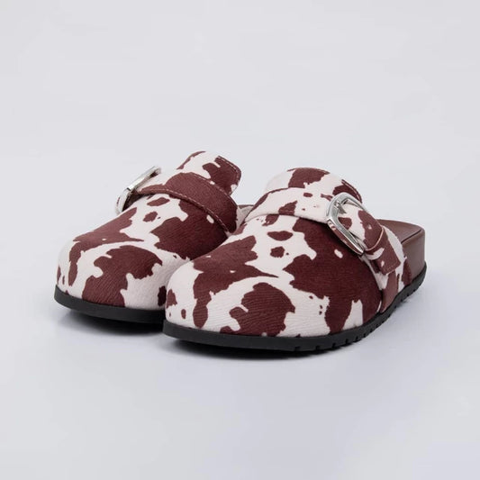 Vanila - Clog Feminino Anatômico com Fivela Vaquinha Marrom