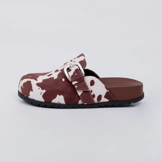 Vanila - Clog Feminino Anatômico com Fivela Vaquinha Marrom